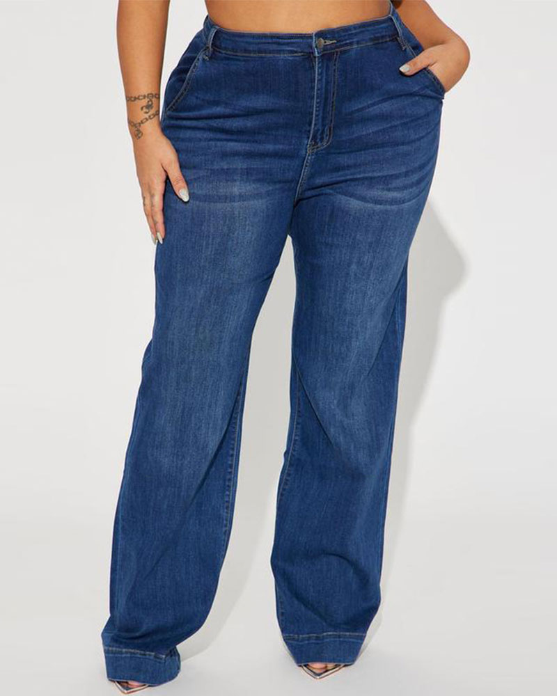 Vibecurve® Stretch Trouser Jeans - Dark Wash