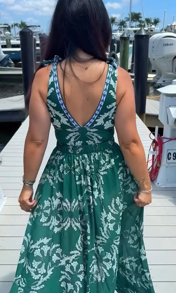 Vibecurve® V Neck Lace Up Printed One Piece Swimsuit and Skirt