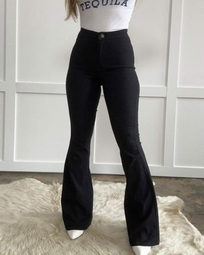 Vibecurve® High Waisted Bell Bottom Flare Jeans - Black