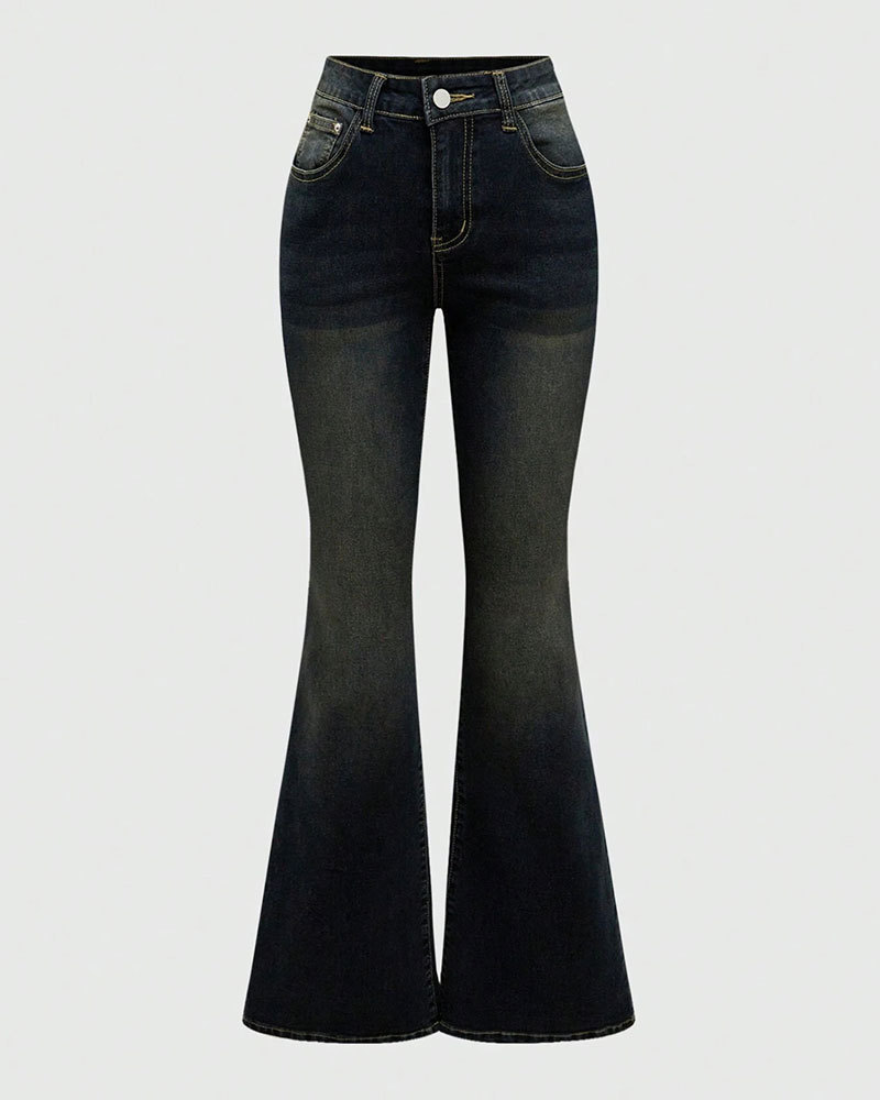 Vibecurve® J-Fashion Y2K Leopard Print Wing Font Vintage Denim Jeans