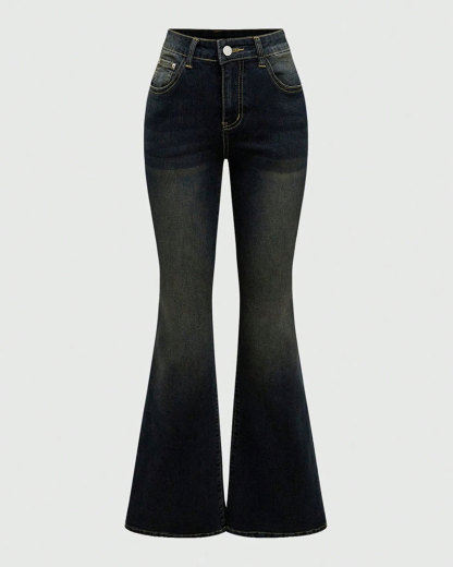 Vibecurve® J-Fashion Y2K Leopard Print Wing Font Vintage Denim Jeans