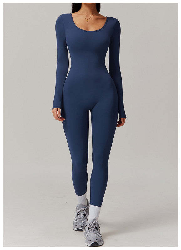 Vibecurve® V-Scrunched Back Long Sleeve One-Piece Suit