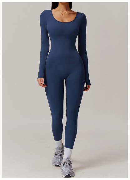 Vibecurve® V-Scrunched Back Long Sleeve One-Piece Suit