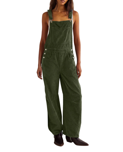 Vibecurve® Corduroy Overalls for Women Barrel Wide Leg Bib Corduroy Pants