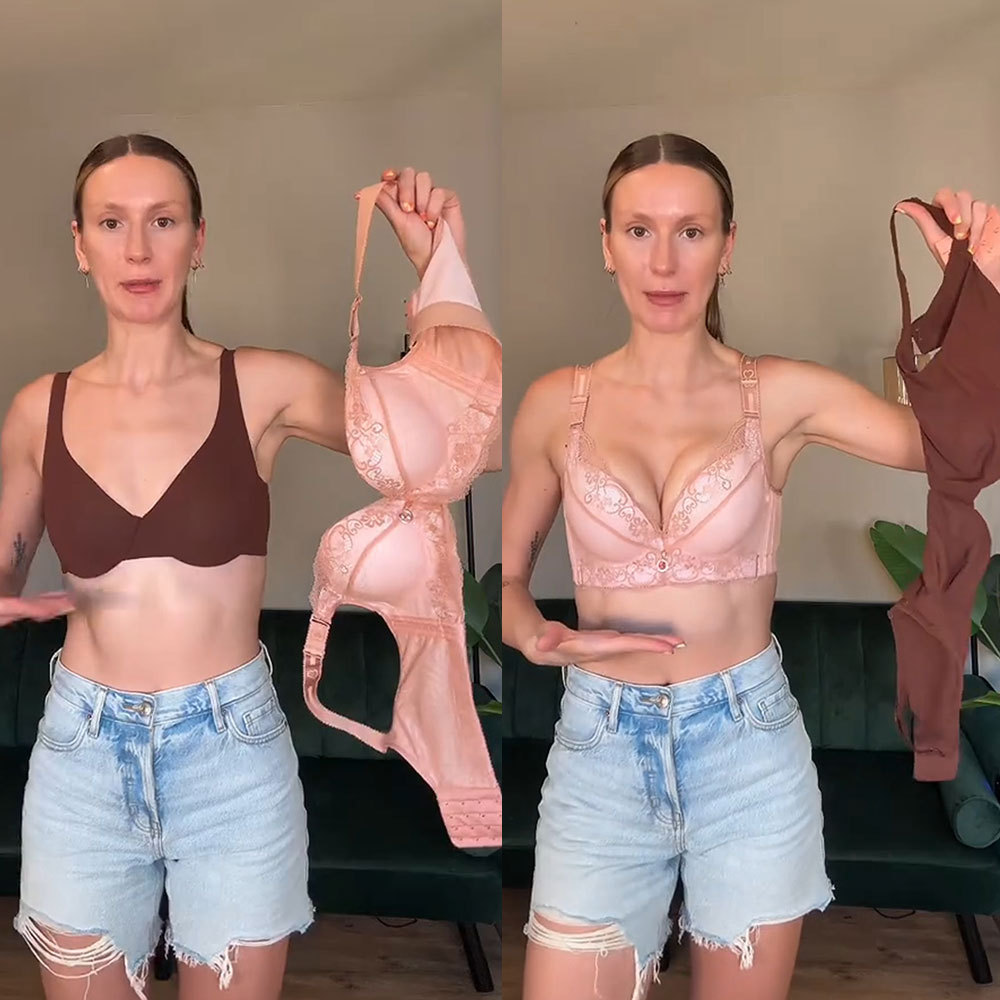 Vibecurve® Padded Push Up Lace Bras for Women Underwire Bras Comfort Floral