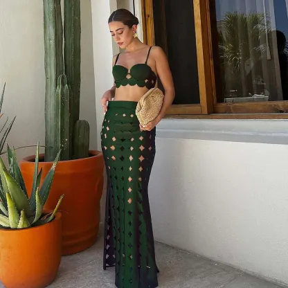 Vibecurve® Laser Cutting Circularity Bikini Swimsuit and Split Skirt