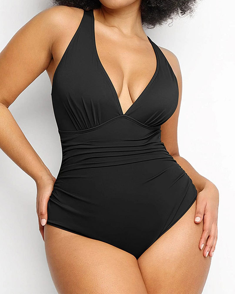 Vibecurve® Tummy Shaping One-Piece Pleated Swimsuit