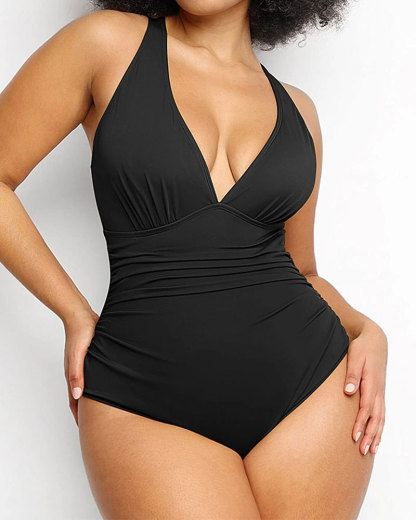 Vibecurve® Tummy Shaping One-Piece Pleated Swimsuit