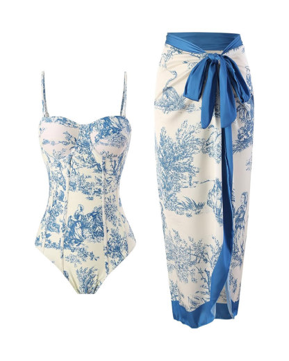 Vibecurve® Pool Party Outfits for Women Swimsuit with Skirt Retro Swimsuit Hawaiian Outfits Beachwear Outfits Bikini Cover Up