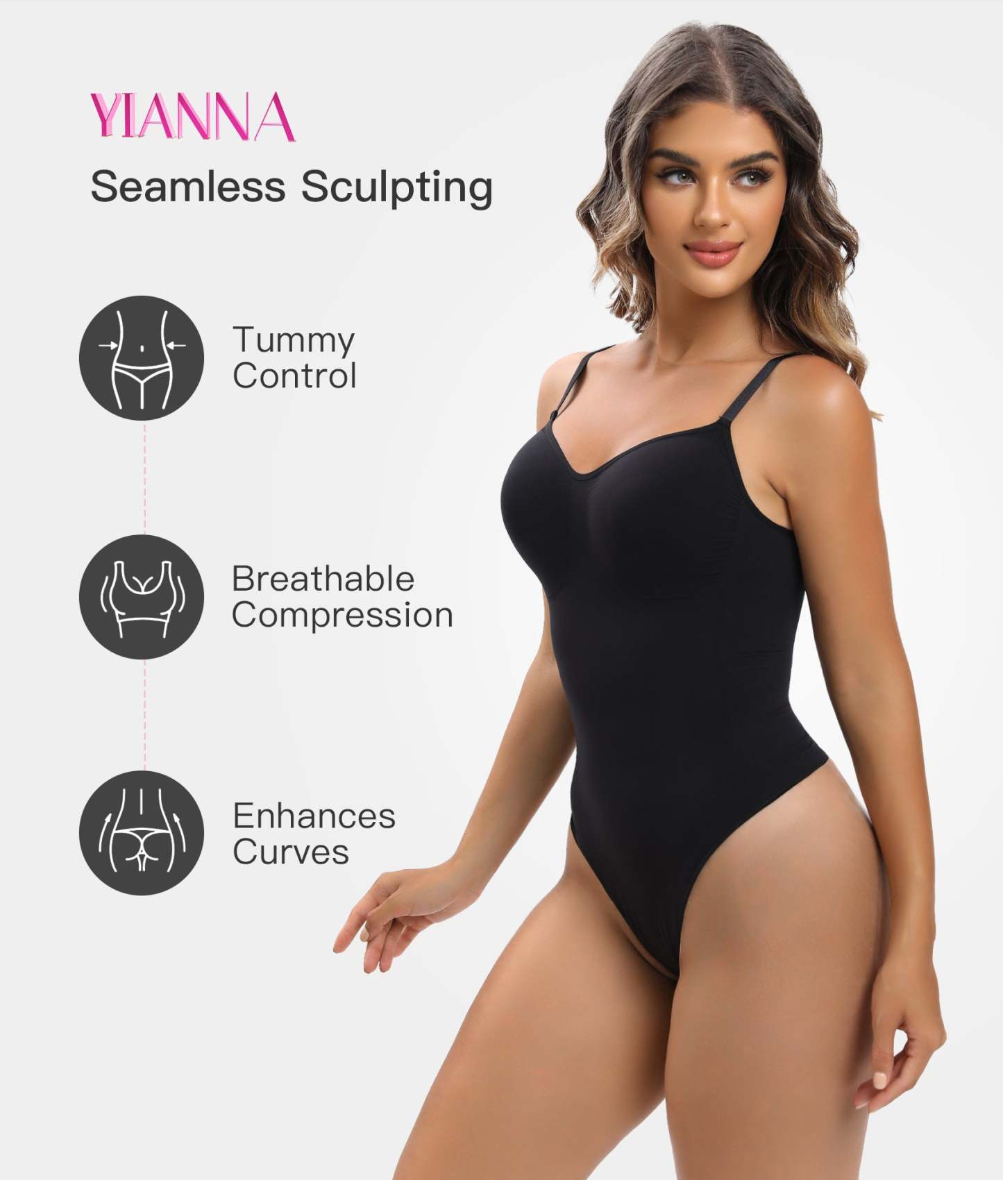 Vibecurve® Women Shapewear Tummy Control Bodysuit Seamless Sculpting Snatched Waist Body Suit Thong