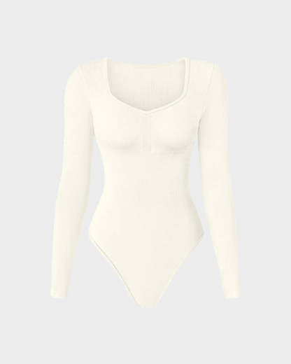 Vibecurve® Seamless Long Sleeve V-Neck Sculpting Bodysuit