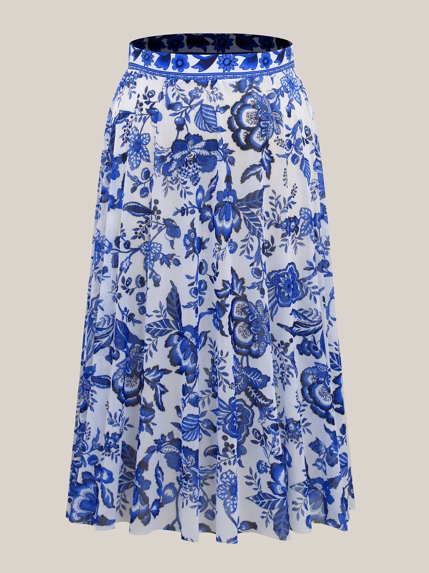 Vibecurve® Two-Piece Floral Print Ruched Mesh Swimsuit, Sarong