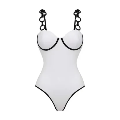 Vibecurve® Women's Ring Strap Push Up onePiece Swimsuit and Matching Skirt Set BathingSuit Outdoorfun
