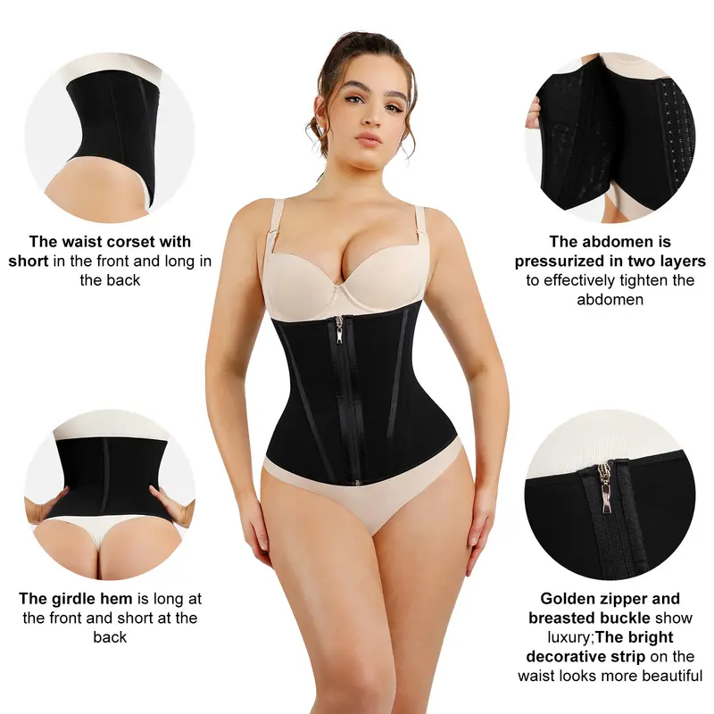 Product Introduction of LOVERBEAUTY  High Compression 15 Built-in Steel Bone Tummy Control Waist Trainer Shapewear Belts Double-layer compression Womenswear Zipper Comfort Front and back curved design  Dealsforyoudays 9