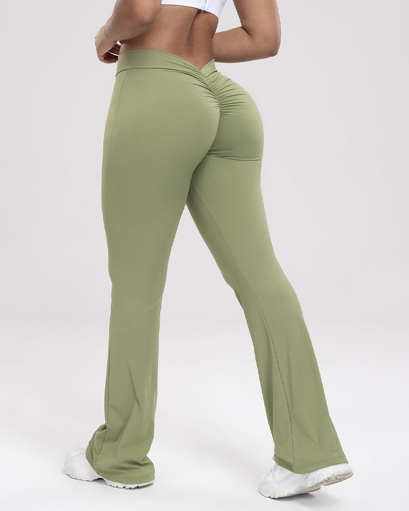 Vibecurve® Women's Deep V Back Fitness Legging Squat Proof Flared Yoga Pants