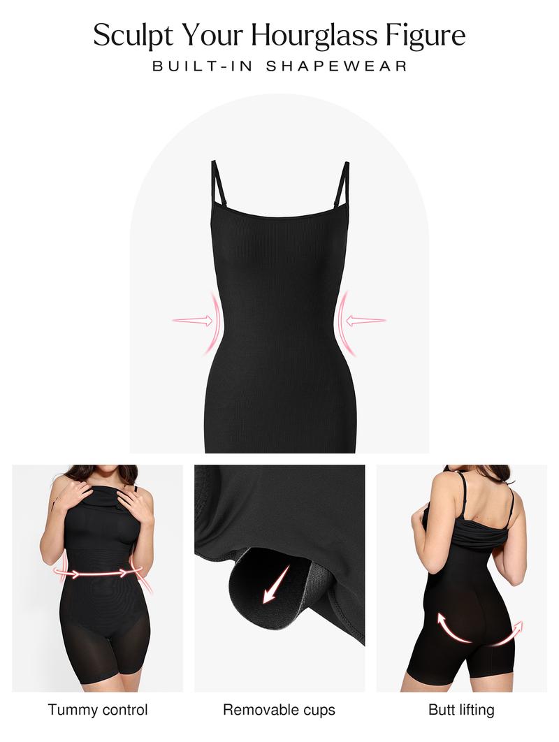Product Introduction of Popilush Ribbed Modal Built-In Shapewear Dresses 4