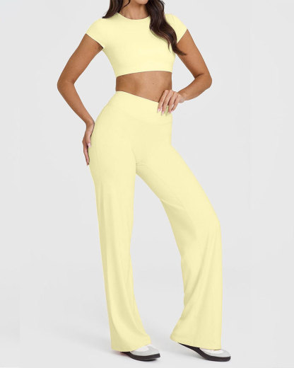 Vibecurve®Women's Wide Leg Yoga Lounge Pants High Waisted Casual Pants Comfy Stretchy Loose Pants Leggings Elastic