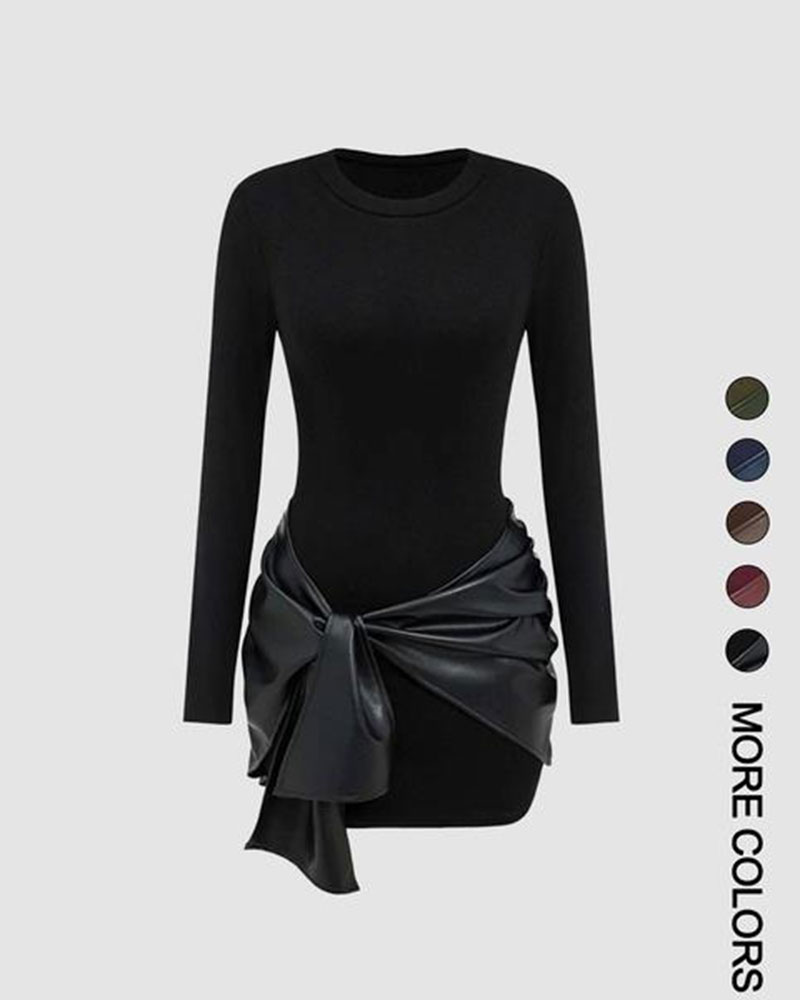 Vibecurve® Women's Patchwork Knot Side Dress