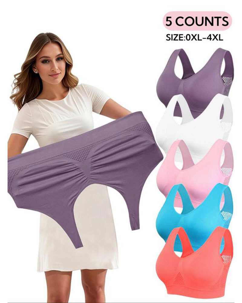 Vibecurve® Plus Size Women's Plain Hollow Out Wireless Seamless Bra