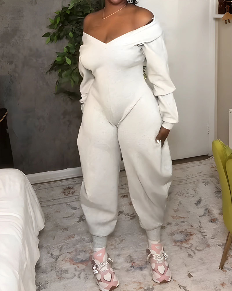 🔥Vibecurve®V-Neck Sexy Slim Long-Sleeved Jumpsuit