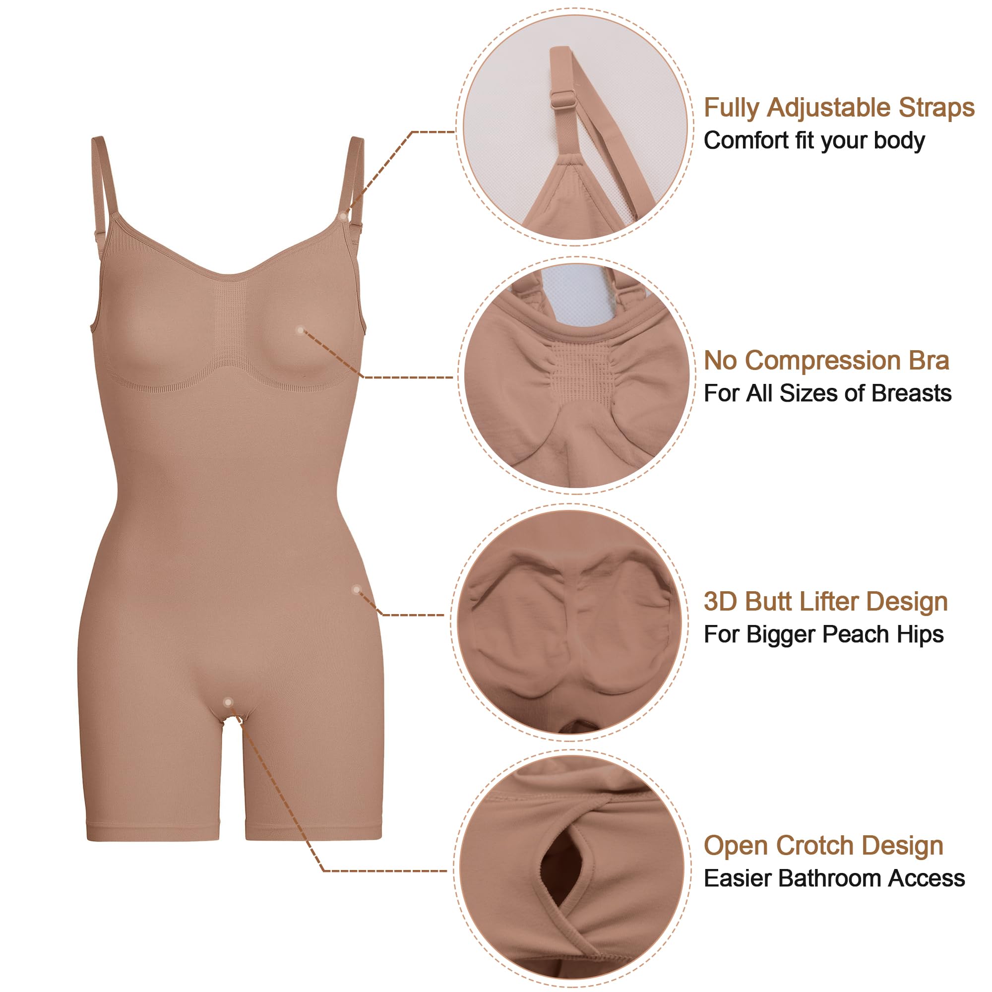 Vibecurve® Bodysuit for Women Seamless Shapewear Tummy Control Sculpting Body Shaper Butt Lifter