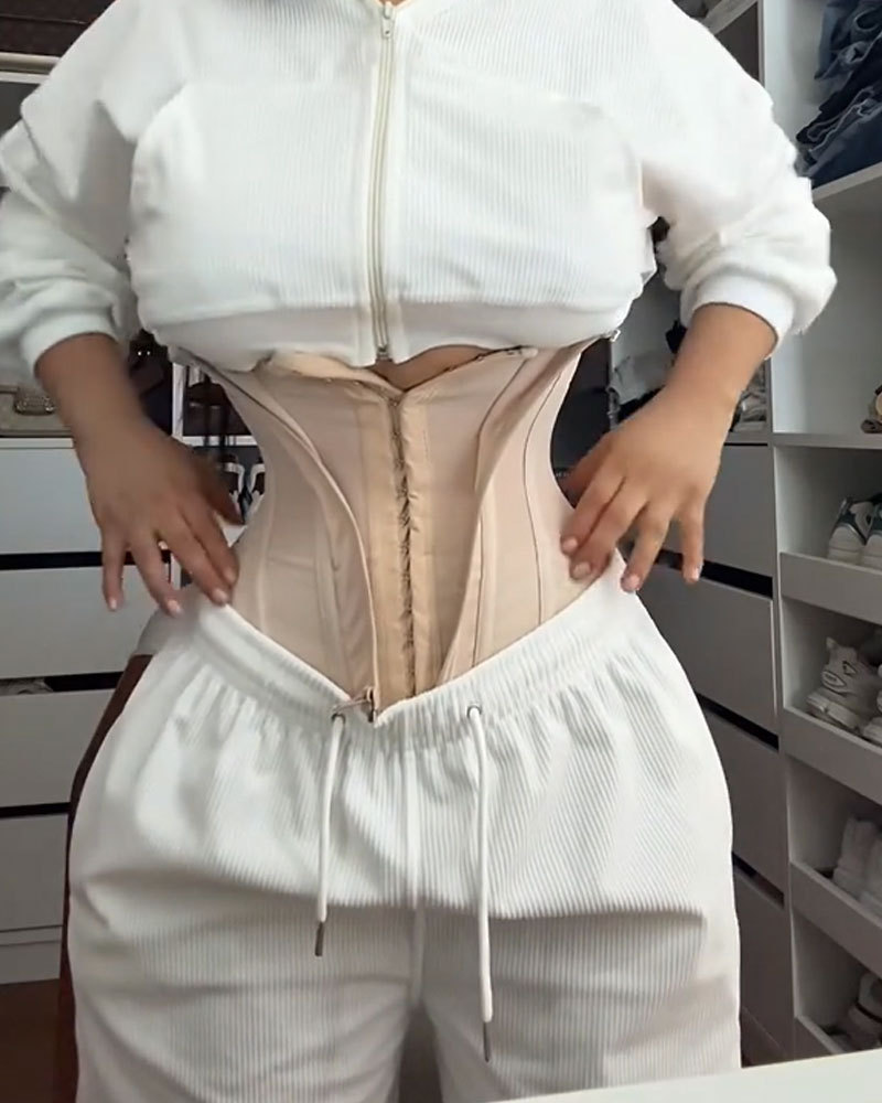 Vibecurve® Front Zipper Double Layer Compression Hourglass Tummy Control Waist Belt Waist Trainer