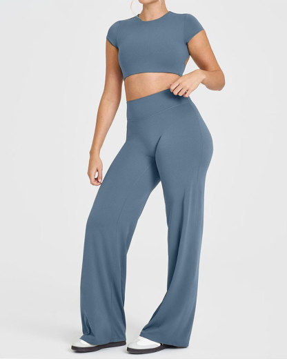 Vibecurve®Women's Wide Leg Yoga Lounge Pants High Waisted Casual Pants Comfy Stretchy Loose Pants Leggings Elastic