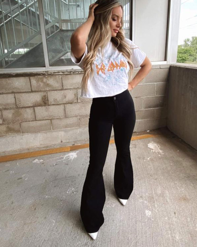 Vibecurve® High Waisted Bell Bottom Flare Jeans - Black