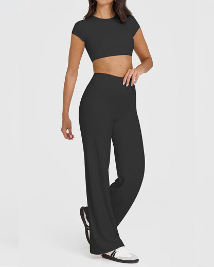 Vibecurve®Women's Wide Leg Yoga Lounge Pants High Waisted Casual Pants Comfy Stretchy Loose Pants Leggings Elastic