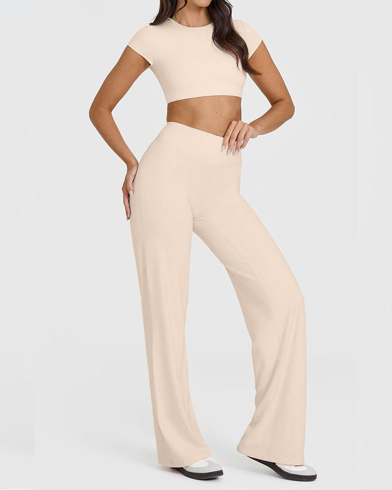 Vibecurve®Women's Wide Leg Yoga Lounge Pants High Waisted Casual Pants Comfy Stretchy Loose Pants Leggings Elastic