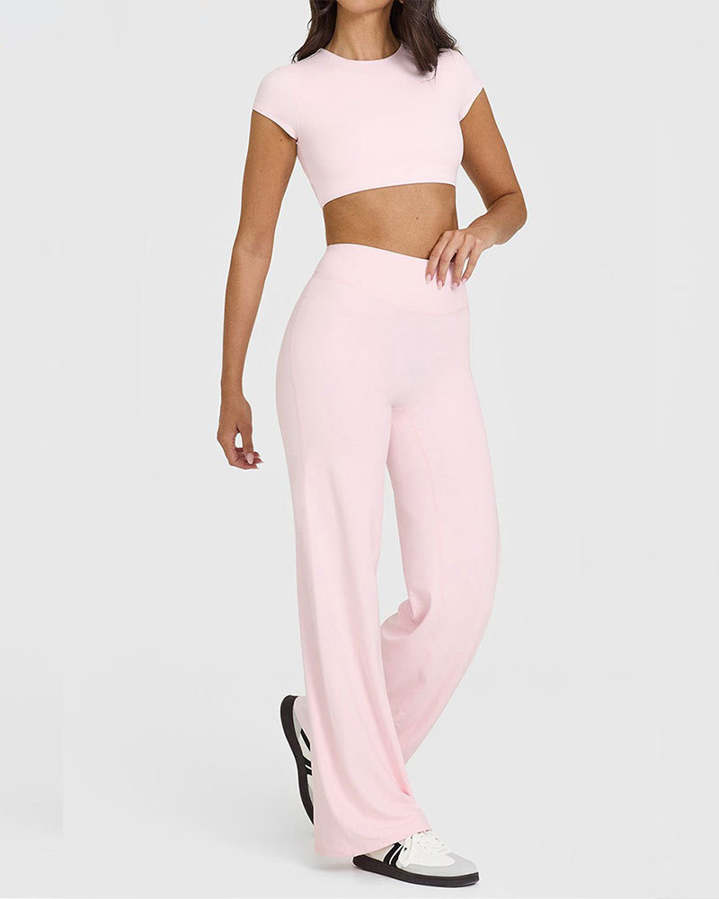 Vibecurve®Women's Wide Leg Yoga Lounge Pants High Waisted Casual Pants Comfy Stretchy Loose Pants Leggings Elastic