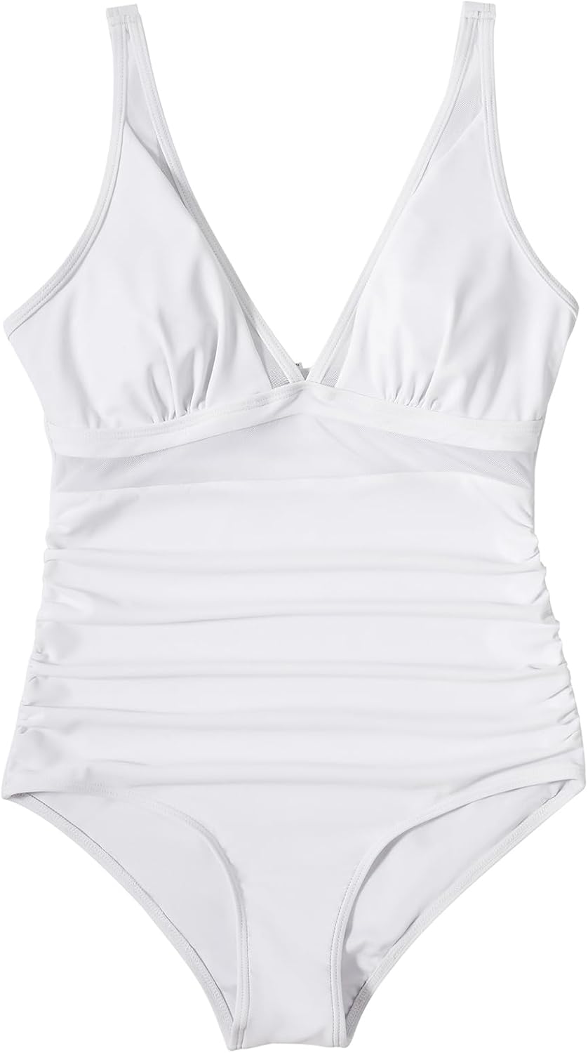 SUUKSESS Women Sexy Mesh Tummy Control Swimsuit Push Up High Waisted Bathing Suit