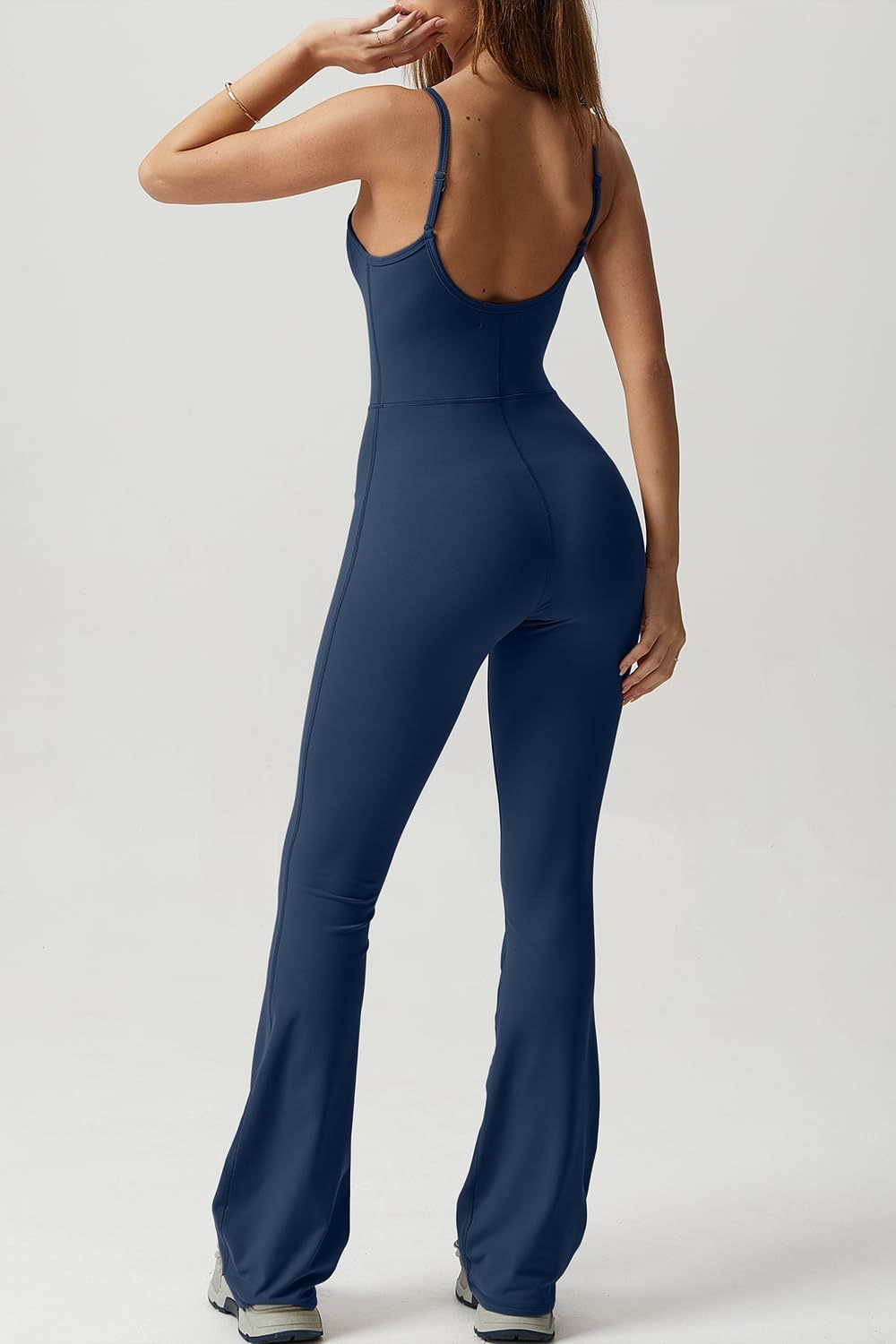 Vibecurve® Flare Jumpsuits for Women Spaghetti Straps Scoop Neck Bodycon Full Length Casual Unitard Playsuit