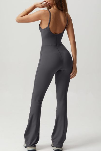 Vibecurve® Flare Jumpsuits for Women Spaghetti Straps Scoop Neck Bodycon Full Length Casual Unitard Playsuit