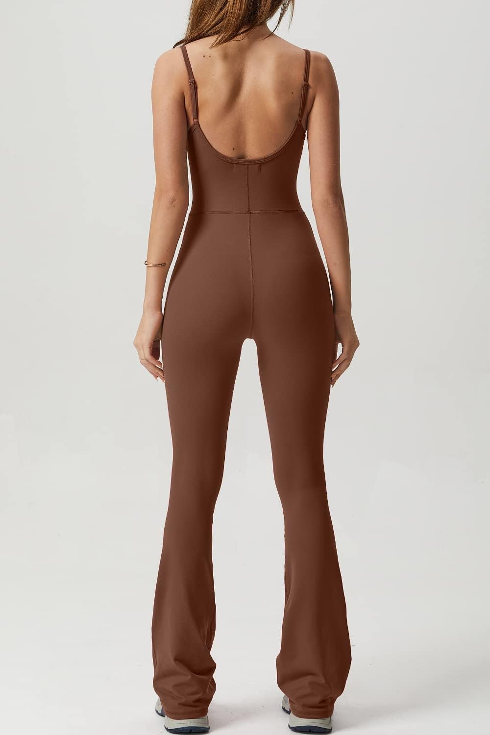 Vibecurve? Flare Jumpsuits for Women Spaghetti Straps Scoop Neck Bodycon Full Length Casual Unitard Playsuit