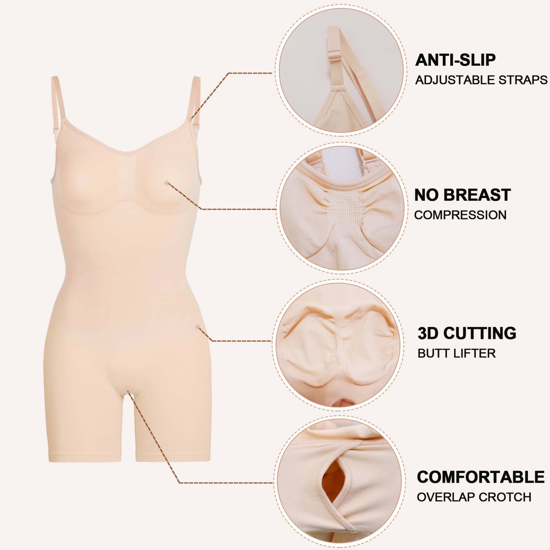 Vibecurve® Bodysuit for Women Seamless Shapewear Tummy Control Sculpting Body Shaper Butt Lifter