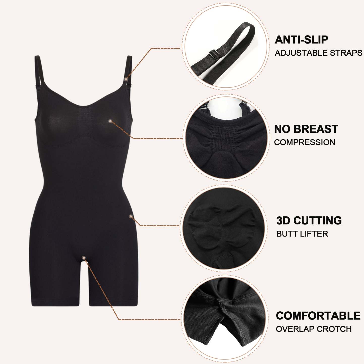 Vibecurve® Bodysuit for Women Seamless Shapewear Tummy Control Sculpting Body Shaper Butt Lifter