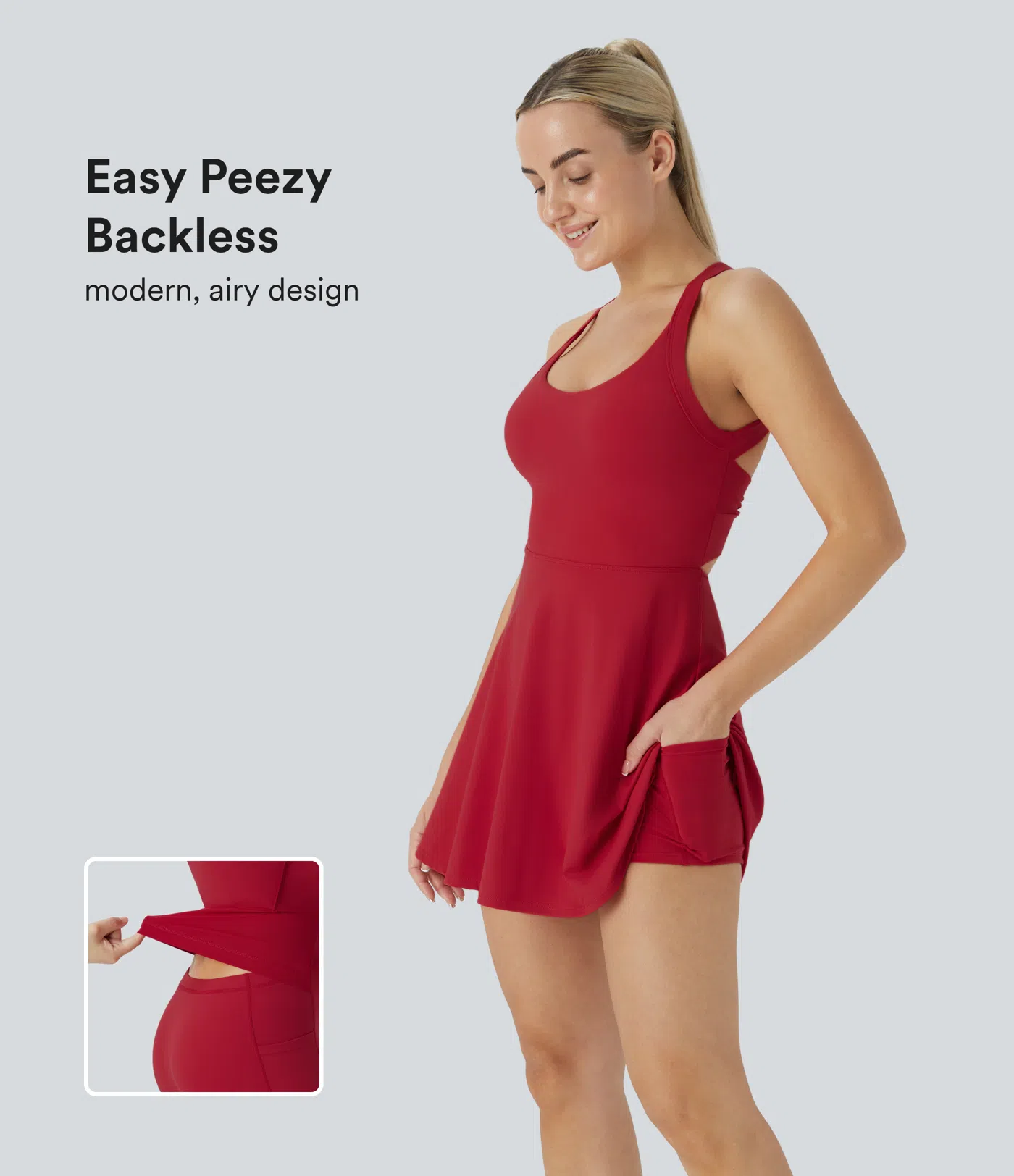 Vibecurve® Backless Twisted Flare Dance Active Dress