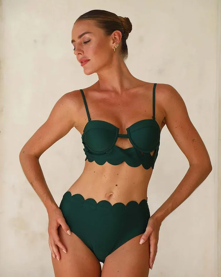 Vibecurve® Laser Cutting Circularity Bikini Swimsuit and Split Skirt