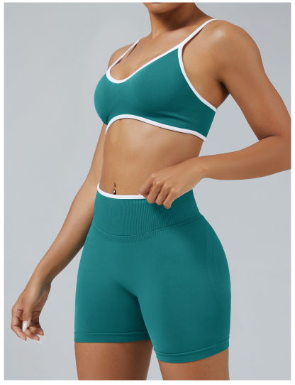 Vibecurve®Seamless Colorblock Skinny Peach Hip-Lifting Yoga Shorts