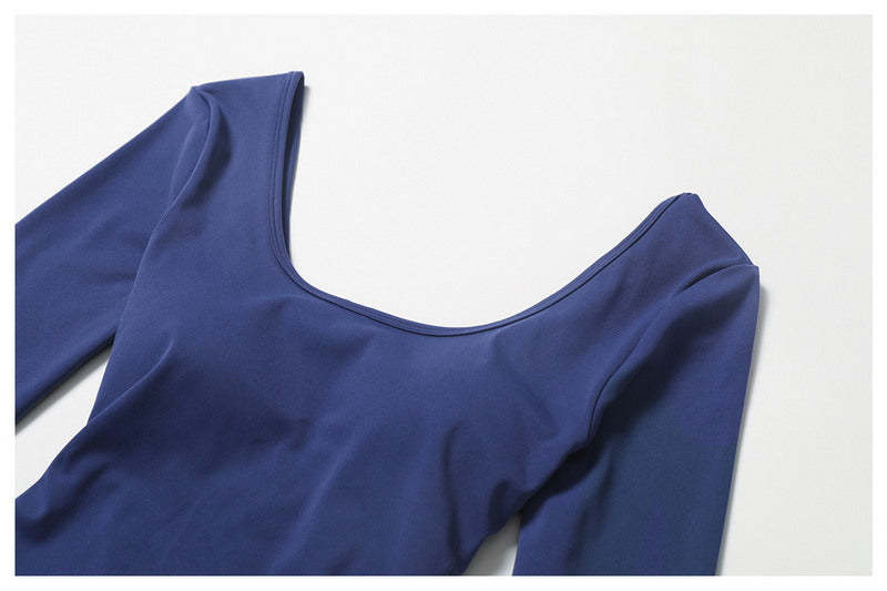 Vibecurve® V-Scrunched Back Long Sleeve One-Piece Suit