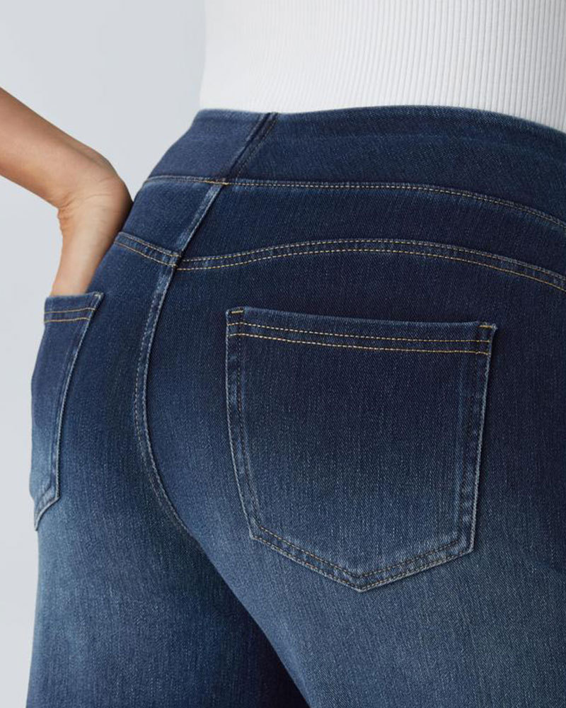 🔥Vibecurve® High Waisted Multiple Pockets Baggy Wide Leg Washed Stretchy Knit Casual Jeans