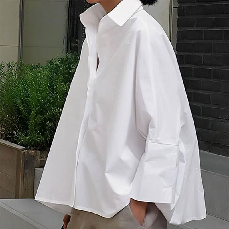 Vibecurve® Long-Sleeved Loose Solid Color Lapel Shirt Tops