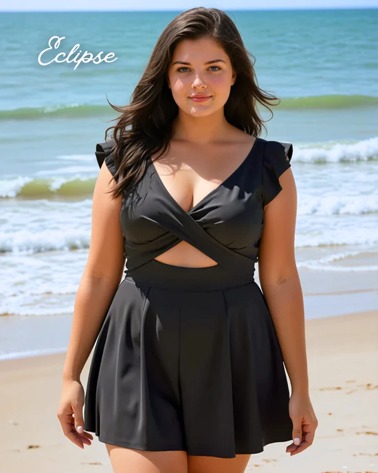 Vibecurve® Women's One Piece Swimsuit Ruffle Cutout Swimdress Tummy Control V Neck Wrap Swimwear