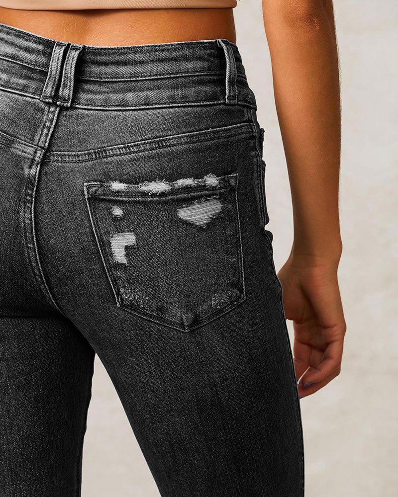 Vibecurve® High Waist Boyfriends Straight Leg Stretchy Denim Pants