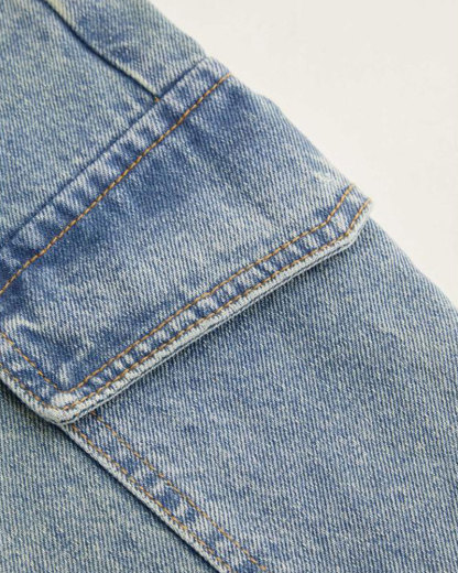 Vibecurve® Mid Rise Solid Bowknot Pocket Wide Leg Jeans