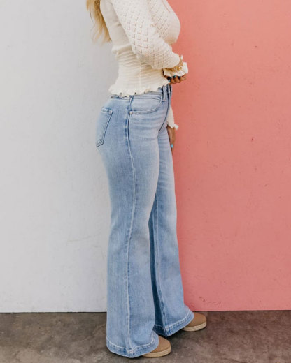 Vibecurve® Vintage Wash Plus-Size Jeans — Stretchy, Tummy Control & Straight Leg Fit