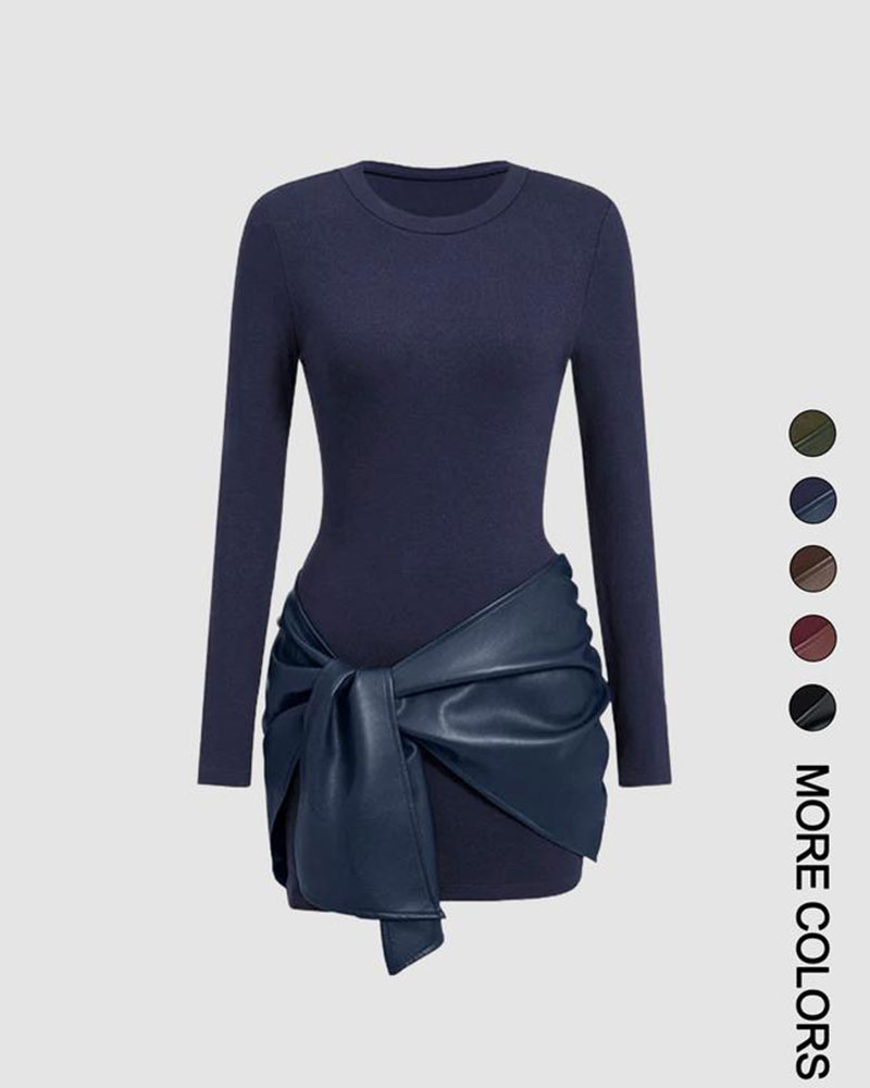 Vibecurve® Women's Patchwork Knot Side Dress