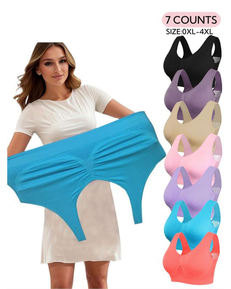 Vibecurve® Plus Size Women's Plain Hollow Out Wireless Seamless Bra