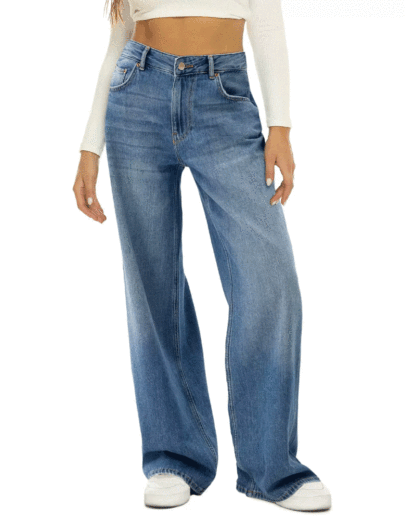 Vibecurve® Women's Trendy Denim High Waist Multi-Pocket Wide Leg Jeans